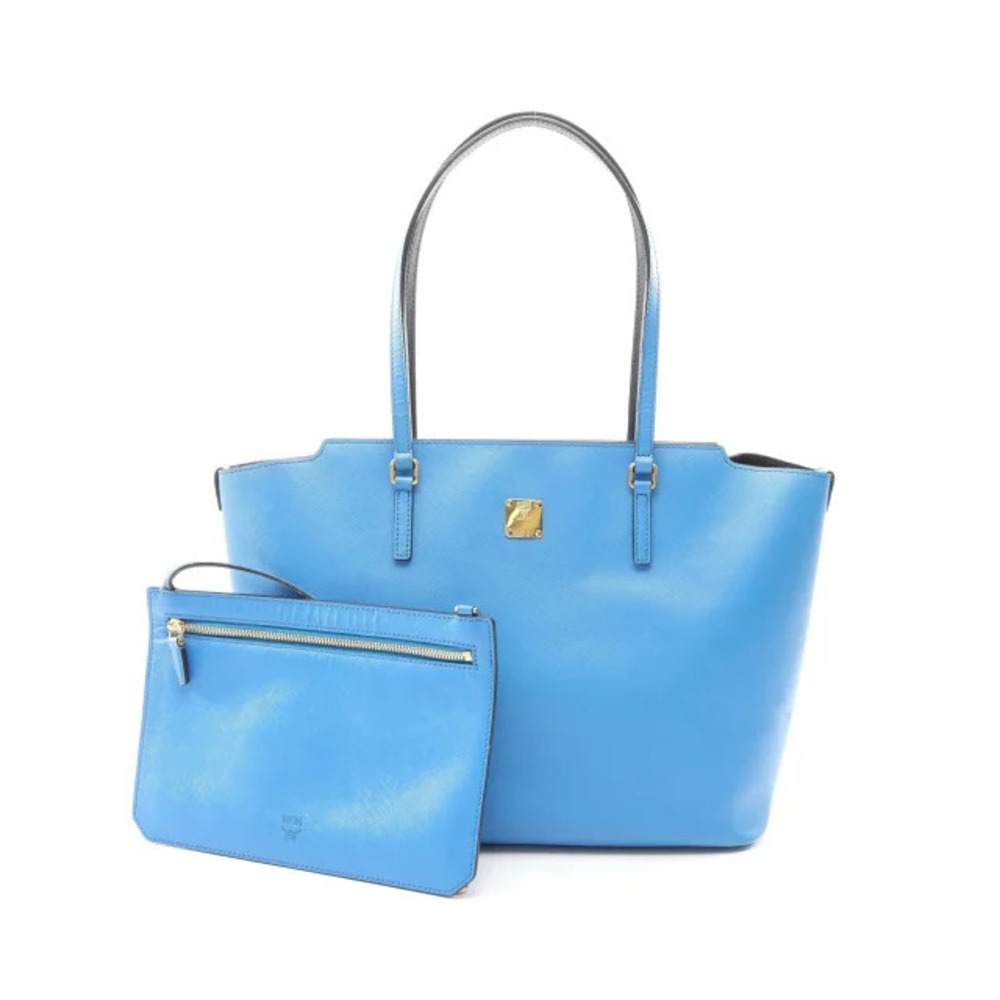 MCM Tote Bag Leather Blue